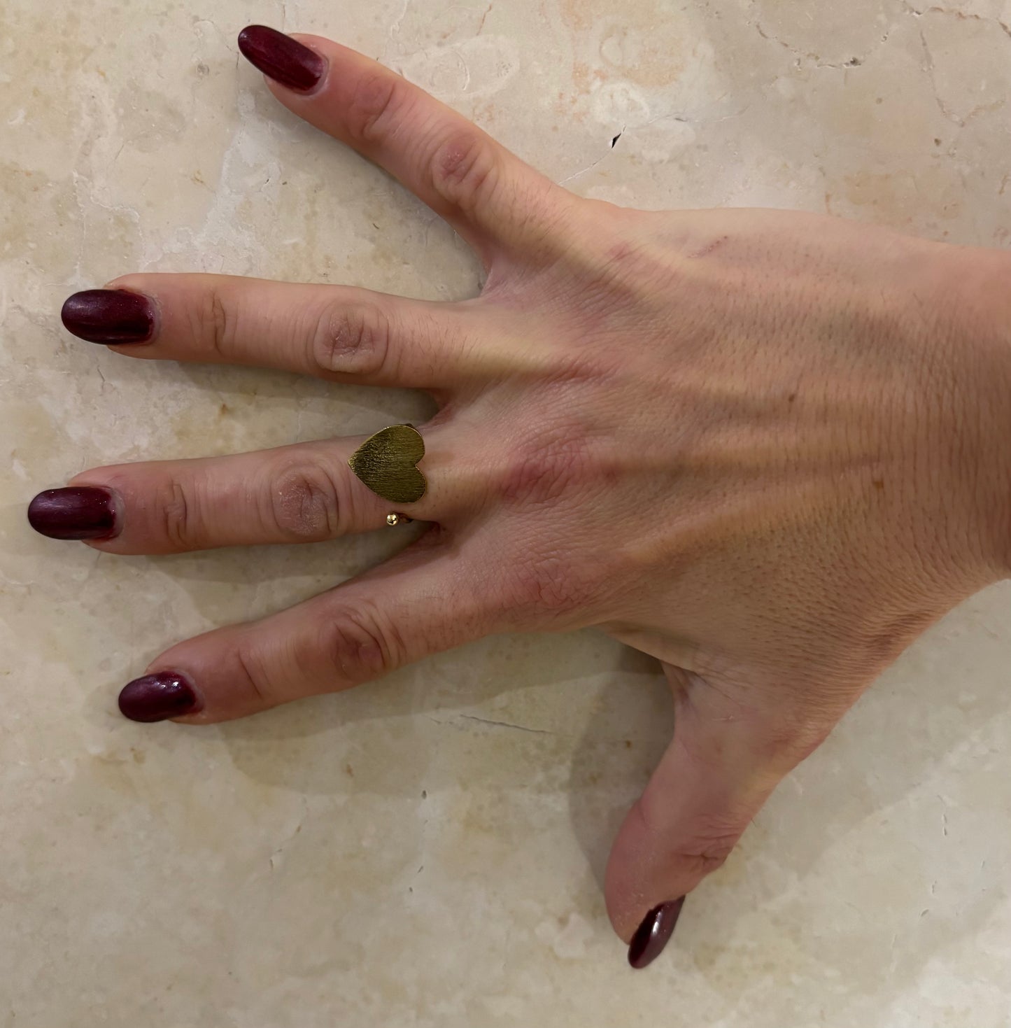 ANELLO OTTONE - CUORE SATINATO