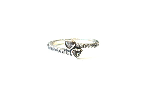 ANELLO DOUBLE HEART SCINTILLANTE - ARGENTO 925 - ZIRCONI