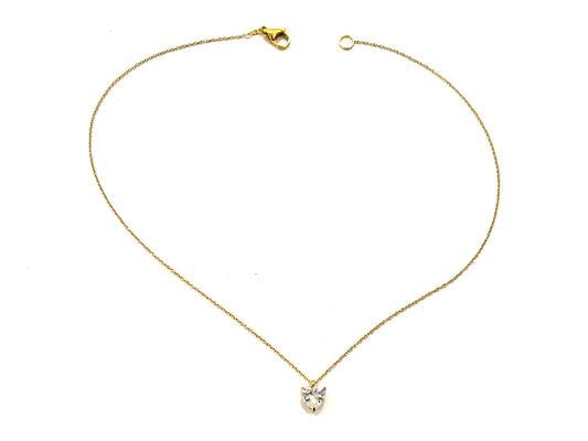 COLLANA ACCIAIO GOLD - CUORE - ZIRCONE CUBICO