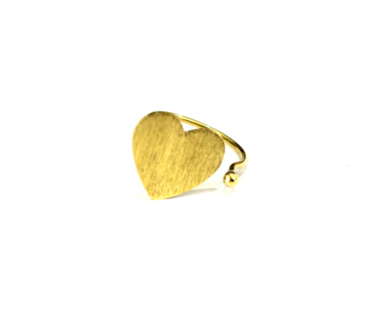 ANELLO OTTONE - CUORE SATINATO