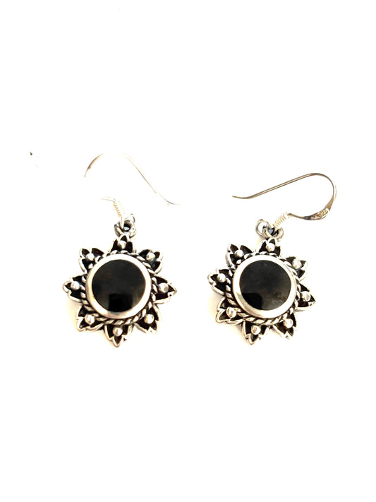 ORECCHINI PENDENTI FIORE CON ONICE - ARGENTO 925