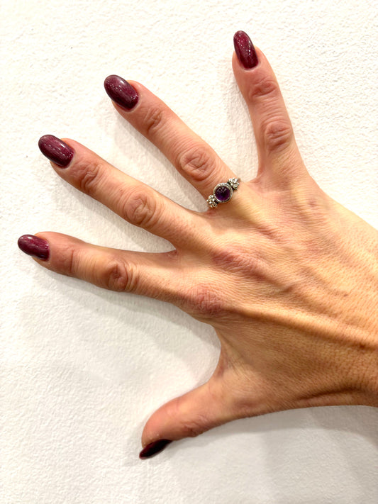 ANELLO AMETISTA TONDO - ARGENTO 925