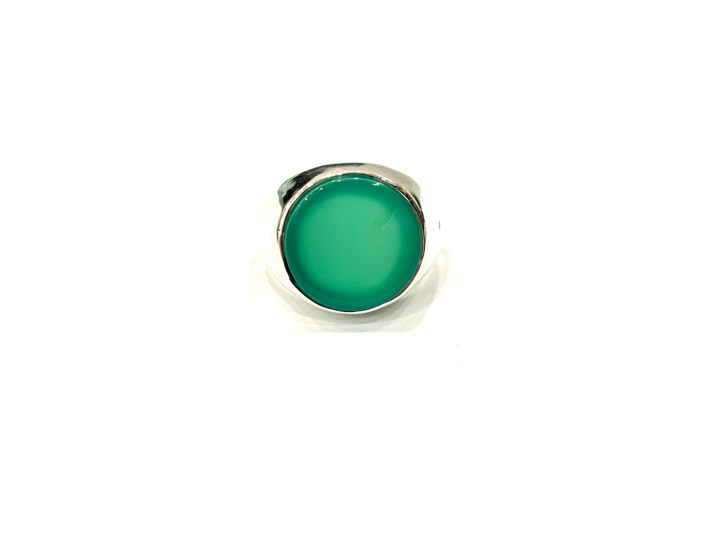 ANELLO AGATA VERDE TONDO LISCIO - ARGENTO 925