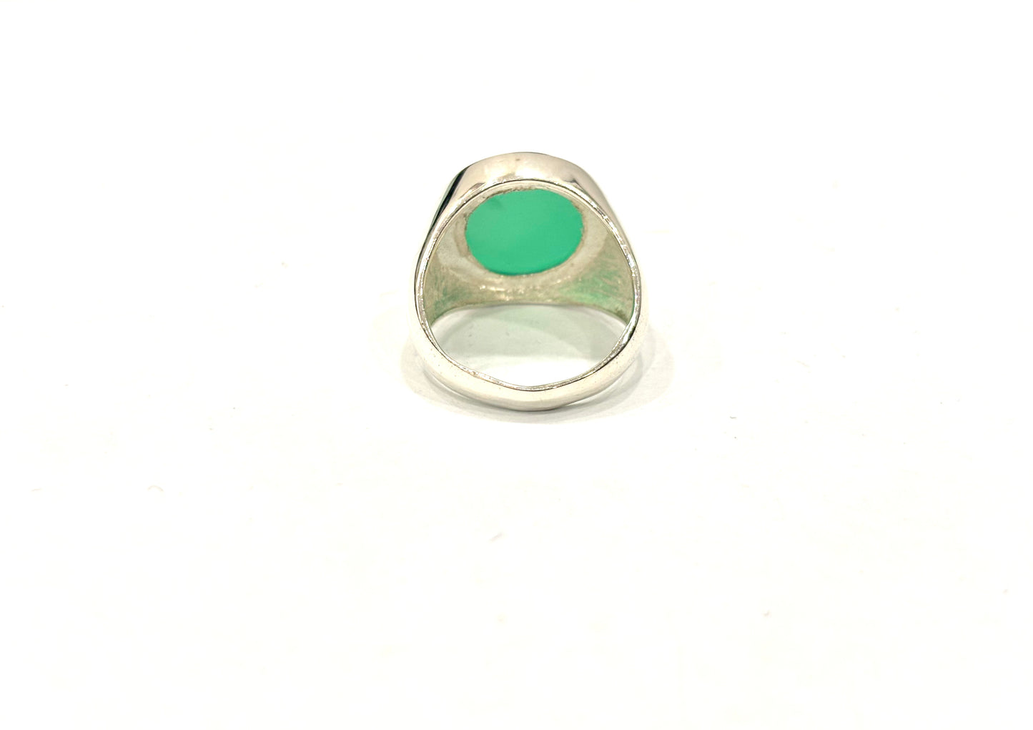 ANELLO AGATA VERDE TONDO LISCIO - ARGENTO 925
