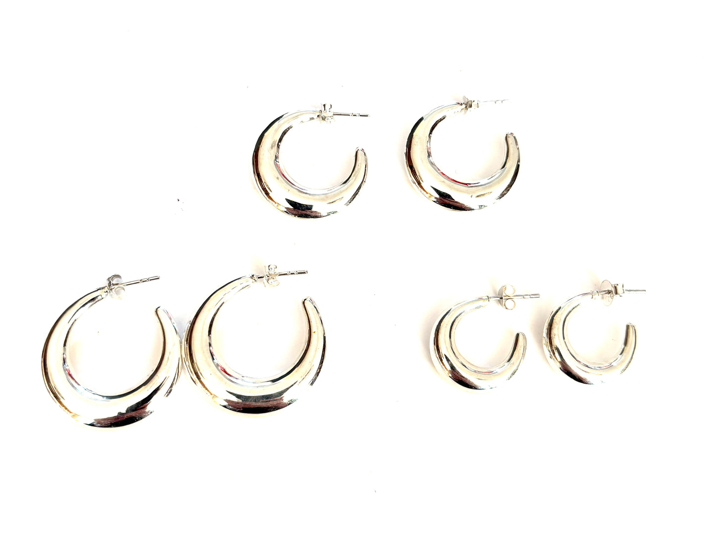 ORECCHINI CERCHI CON PERNO MOON - ARGENTO 925