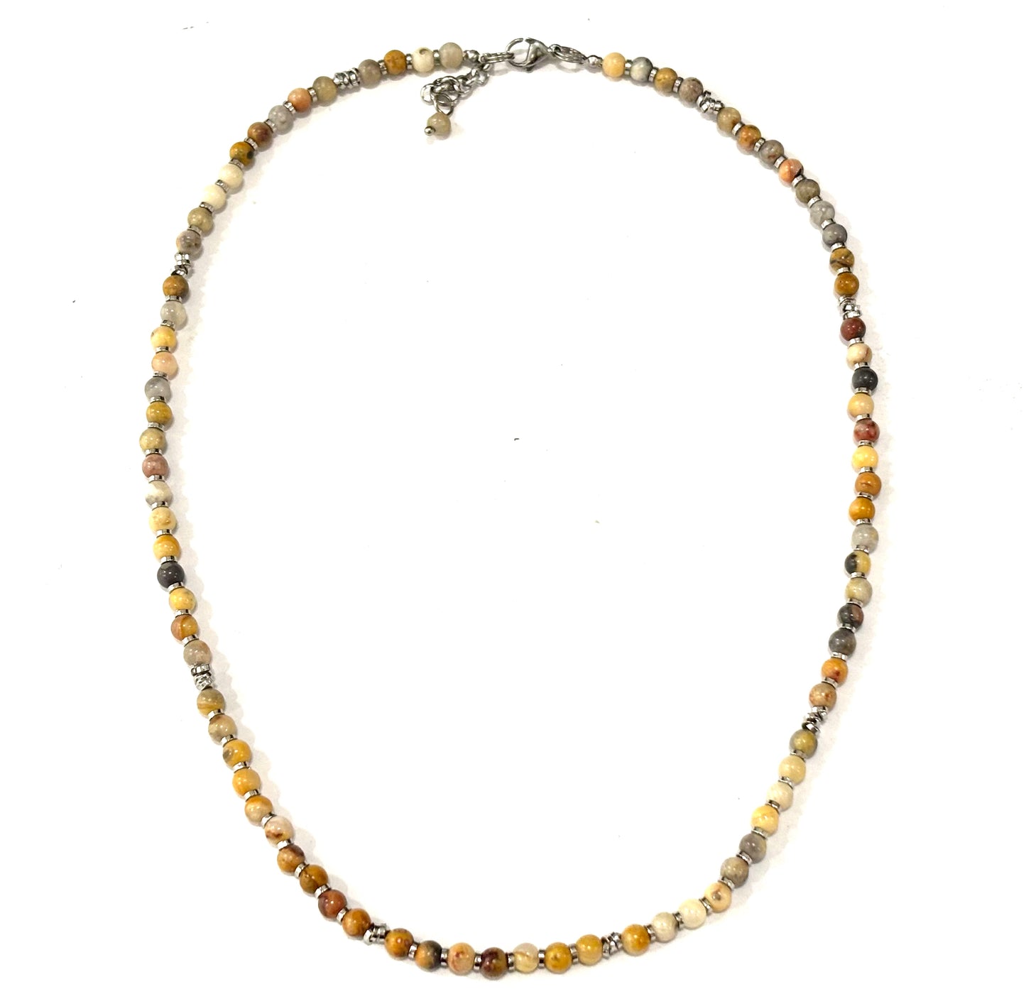 COLLANA RITMO ACCIAIO E PIETRE NATURALI 4MM