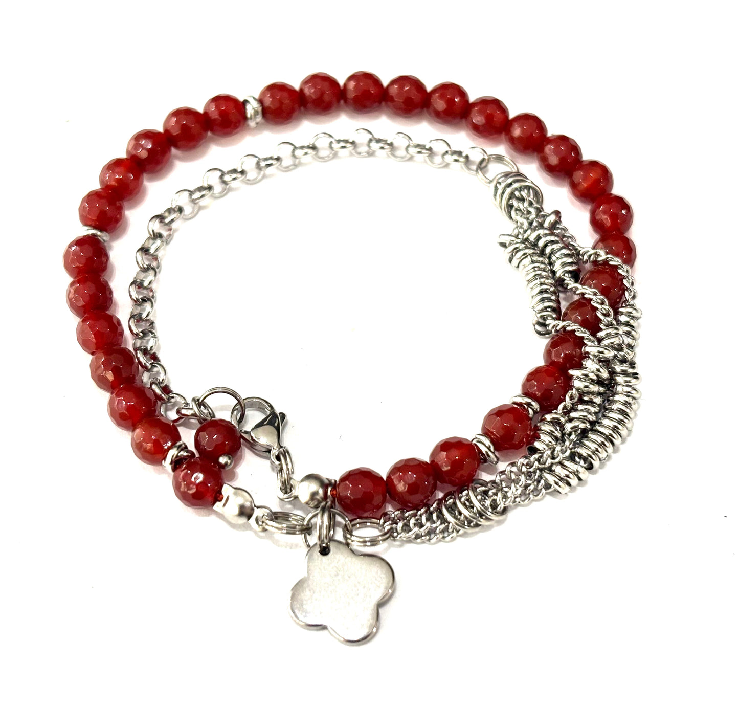 BRACCIALE DOPPIO GIRO SUTŌNCHĒN - PIETRE NATURALI 6MM - ACCIAIO