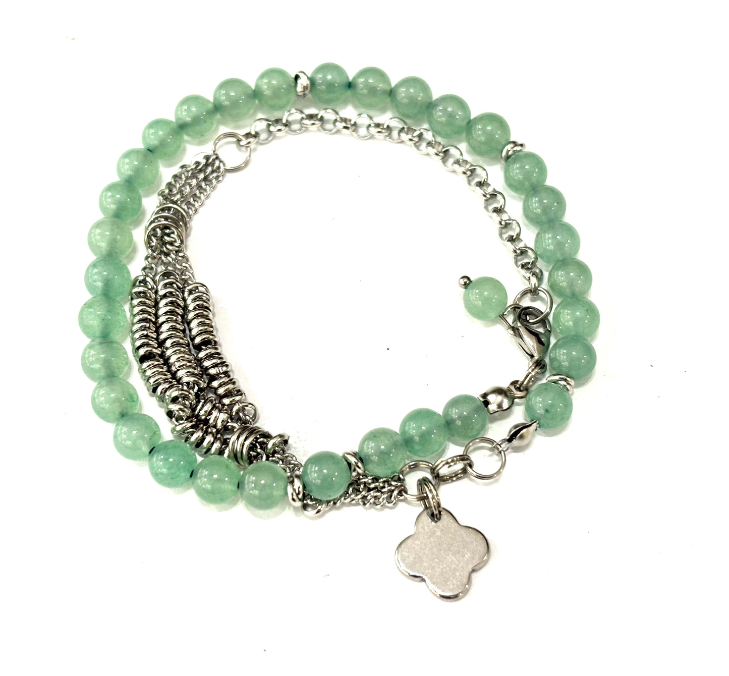 BRACCIALE DOPPIO GIRO SUTŌNCHĒN - PIETRE NATURALI 6MM - ACCIAIO