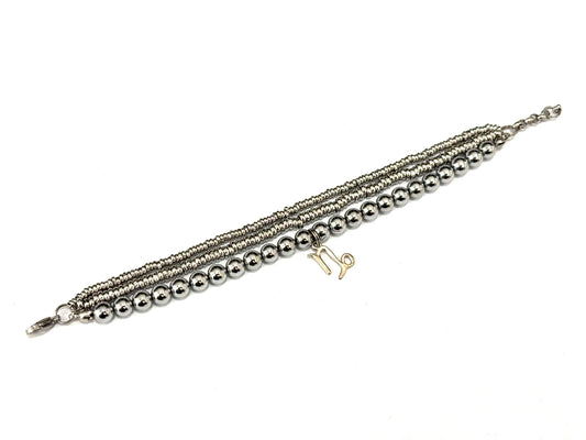 BRACCIALE MULTIFILO PIETRE E ZODIACO ACCIAIO EMATITE 6mm - CAPRICORNO