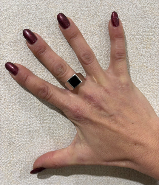 ANELLO ONICE QUADRATO - ARGENTO 925