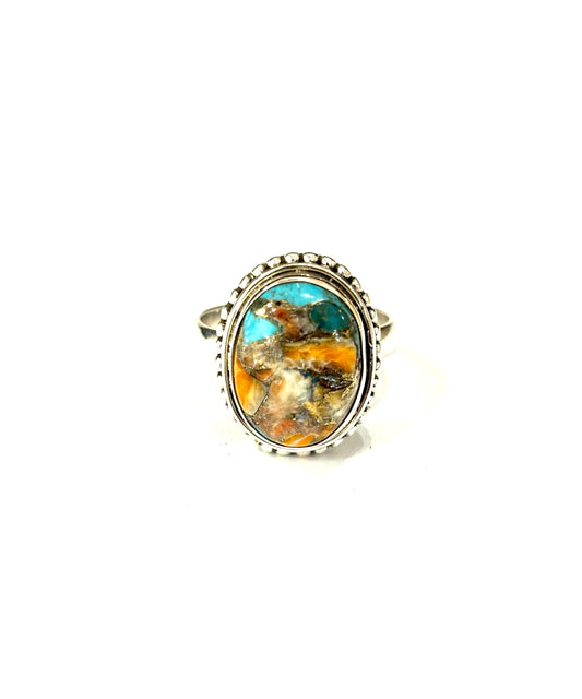 ANELLO SPINY OYSTER TURQUOISE OVALE - ARGENTO 925