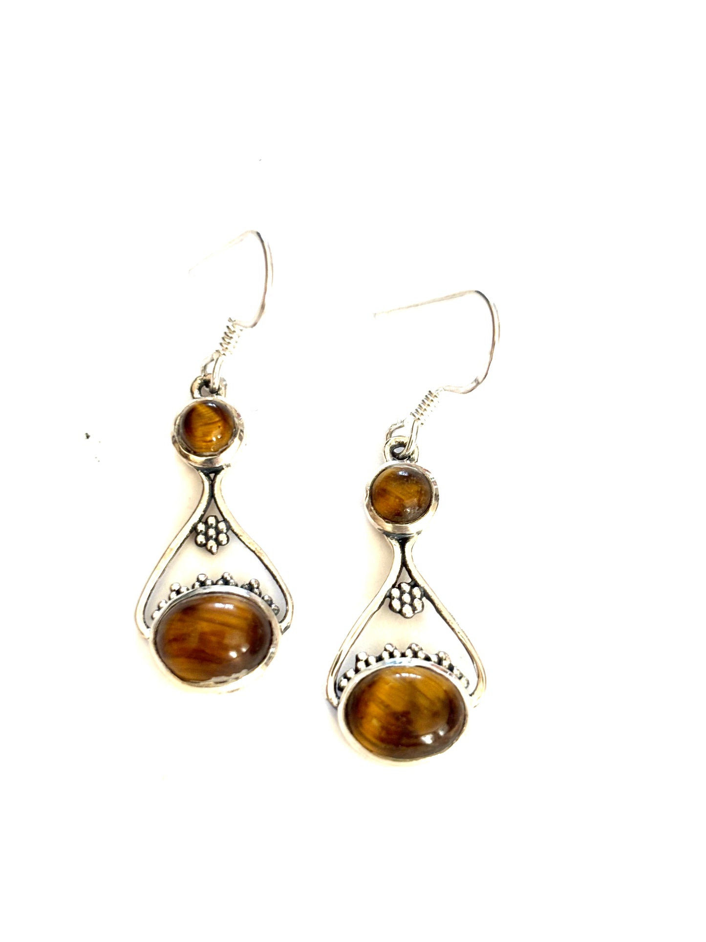 ORECCHINI PENDENTI OCCHIO DI TIGRE - ARGENTO 925