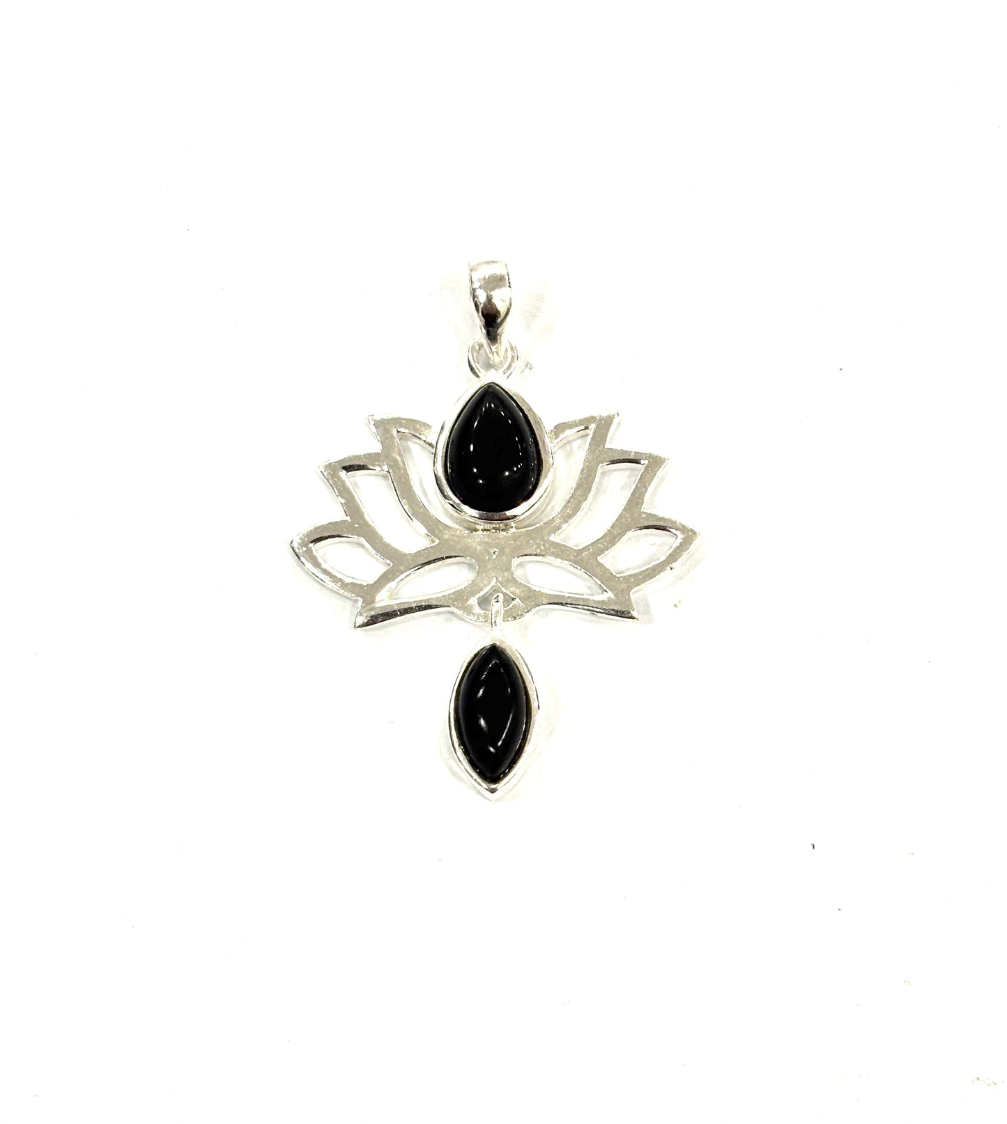 CIONDOLO FIORE DI LOTO - ONICE - ARGENTO 925