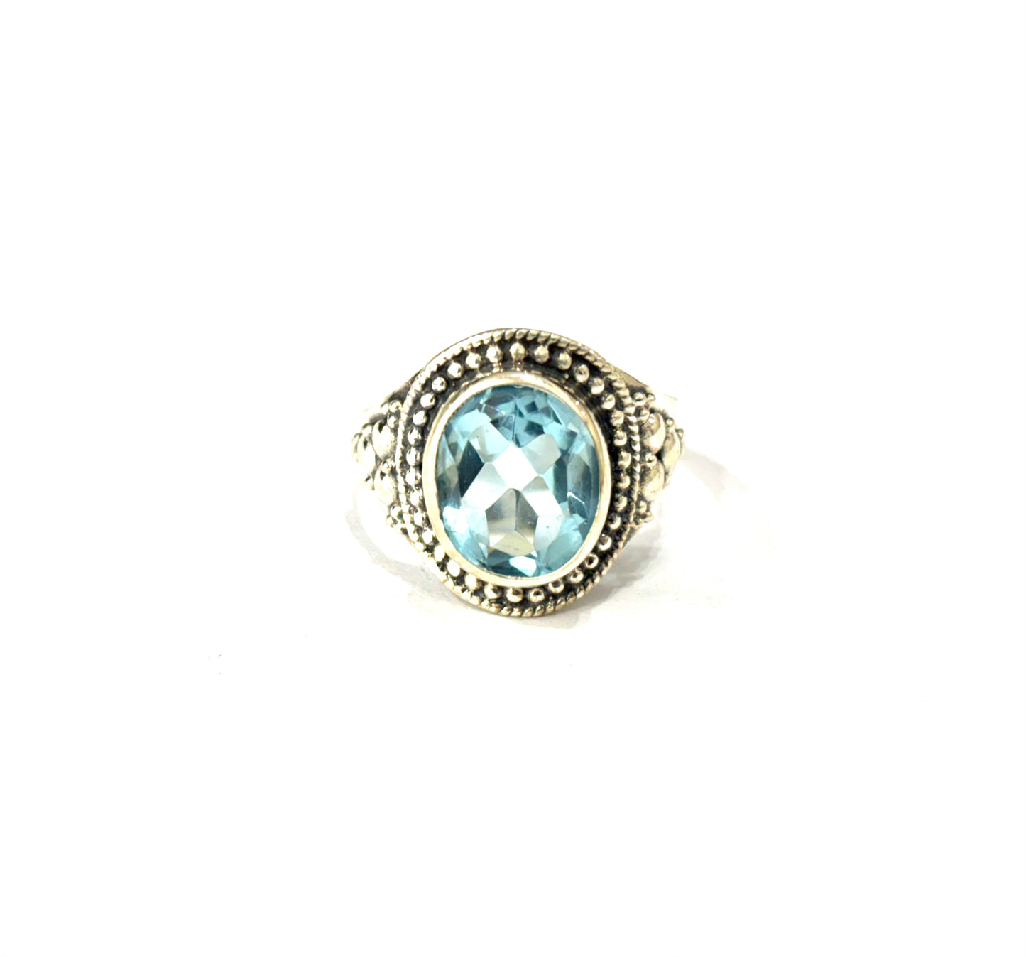 ANELLO QUARZO BLU OVALE SFACCETTATO - ARGENTO 925