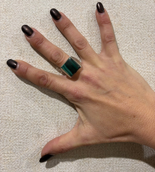 ANELLO MALACHITE QUADRATO ARGENTO 925