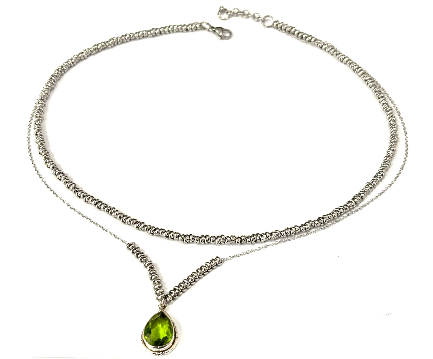 COLLANA DELICIOUS ACCIAIO - GOCCIA PERIDOTO ARGENTO 925