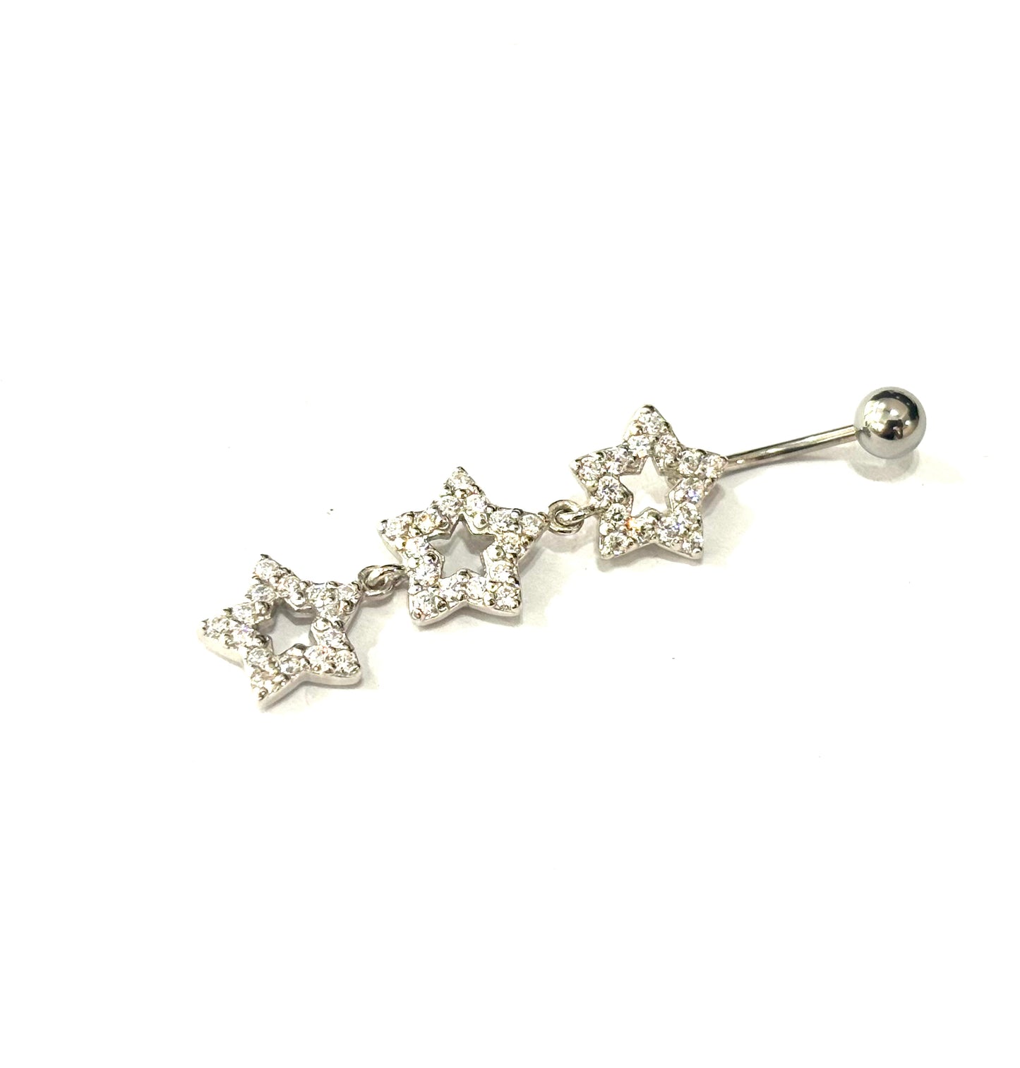PIERCING OMBELICO TRIS STELLE - ACCIAIO 316L