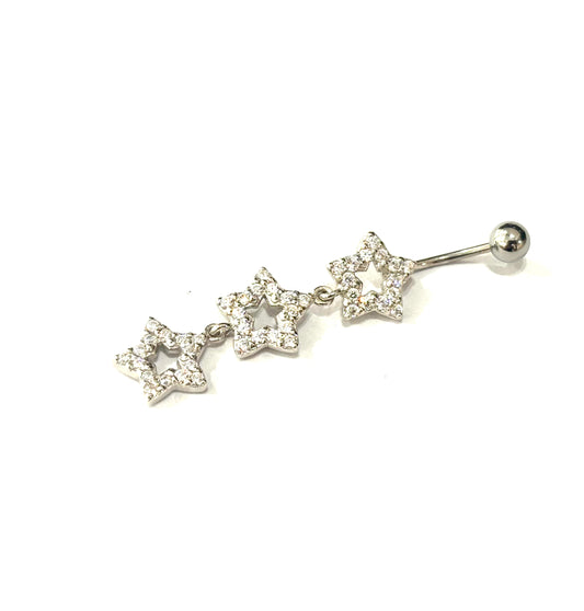 PIERCING OMBELICO TRIS STELLE - ACCIAIO 316L