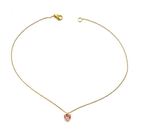 COLLANA ACCIAIO GOLD - CUORE - ZIRCONE CUBICO