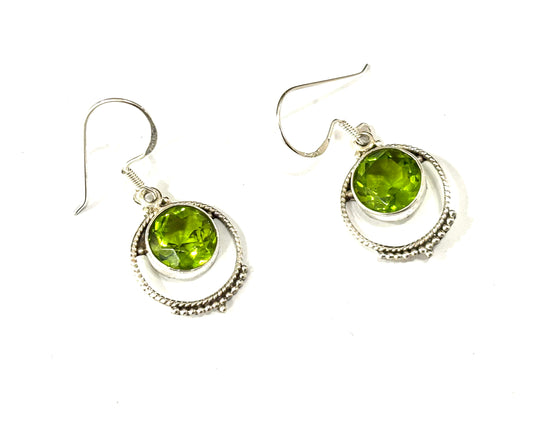 ORECCHINI PENDENTI PERIDOTO TONDO - ARGENTO 925