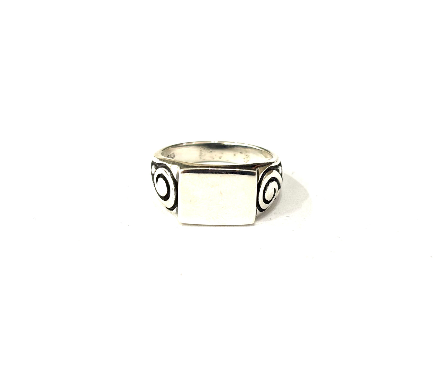 ANELLO RETTANGOLO LISCIO - INCISIONI LATERALI - ARGENTO 925