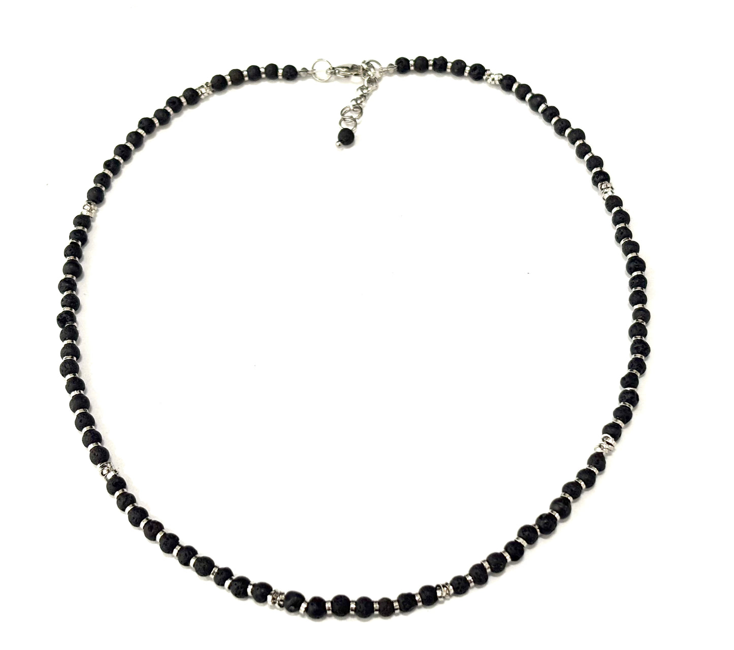 COLLANA GIROCOLLO ACCIAIO E PIETRE NATURALI 4MM