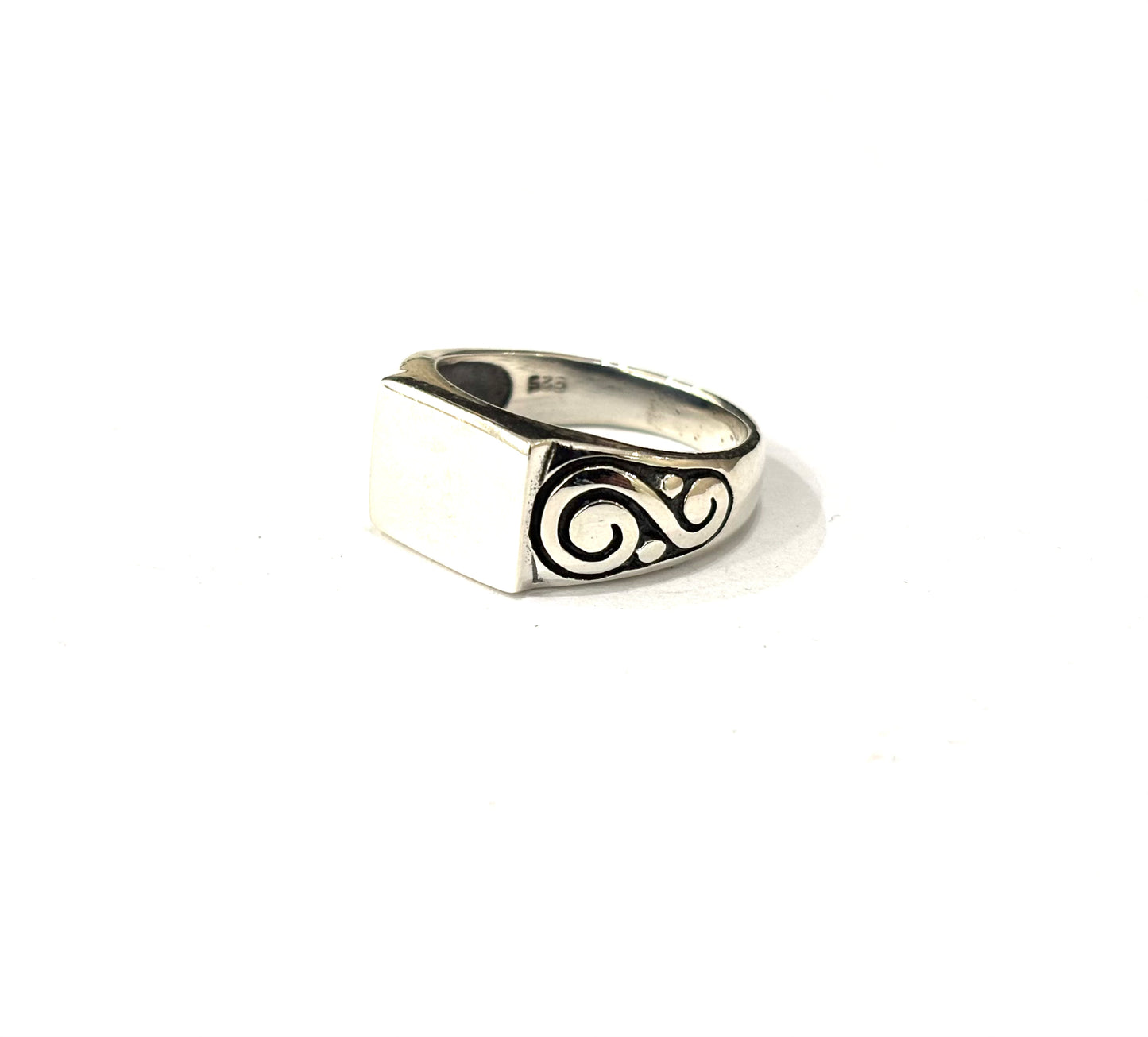 ANELLO RETTANGOLO LISCIO - INCISIONI LATERALI - ARGENTO 925