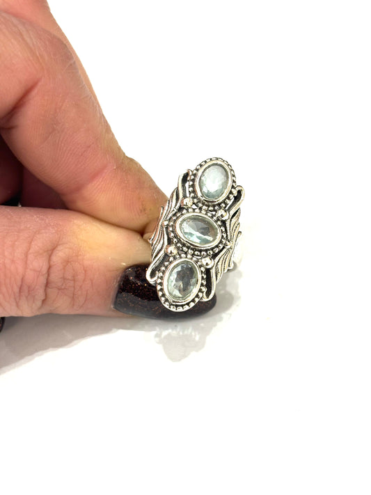 ANELLO ACQUAMARINA OVALI - ARGENTO 925