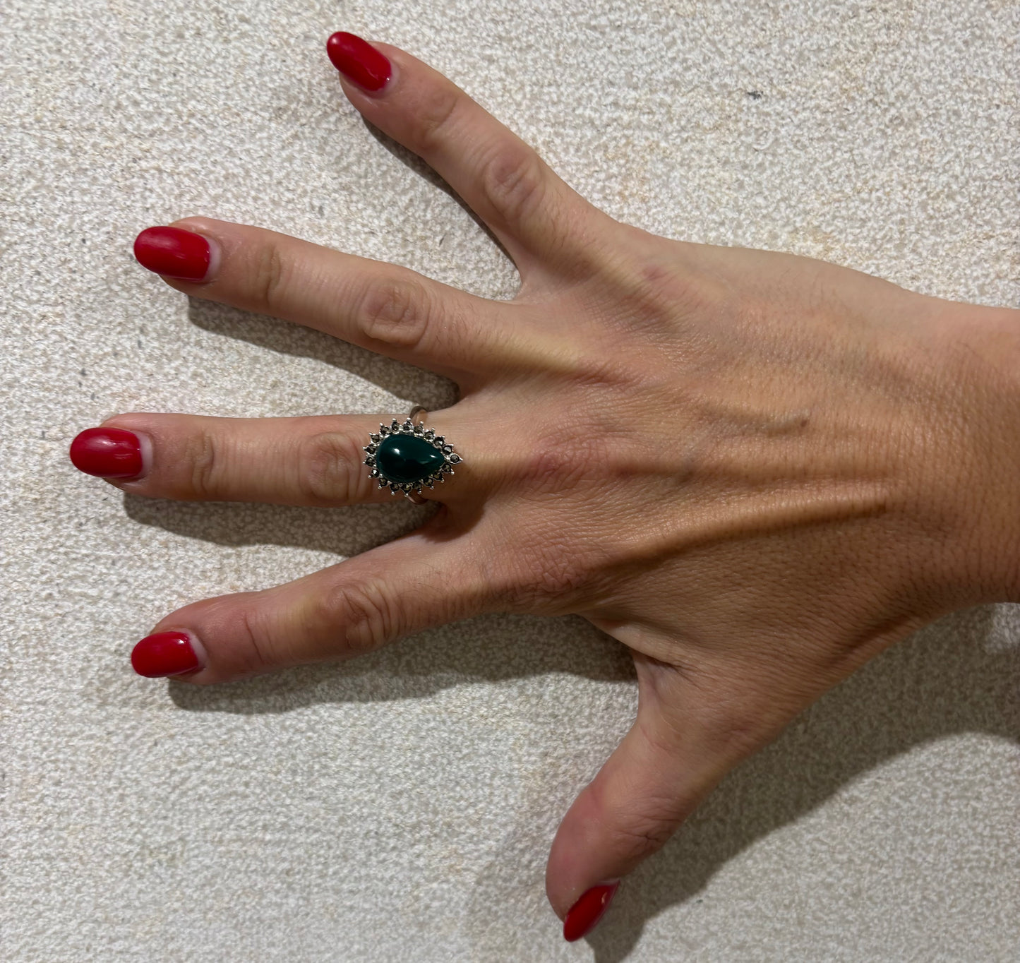 ANELLO GOCCIA GIADA CON MARCASSITE - ARGENTO 925