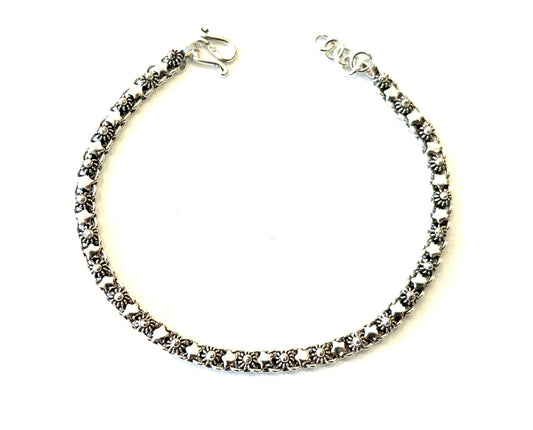 BRACCIALE PIATTO FIORE SARDO E STELLE - ARGENTO 925