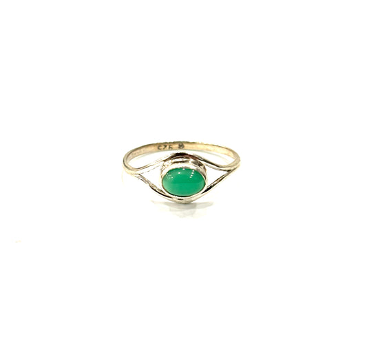 ANELLO AGATA VERDE OVALE - ARGENTO 925