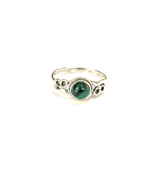 ANELLO MALACHITE TONDO - ARGENTO 925
