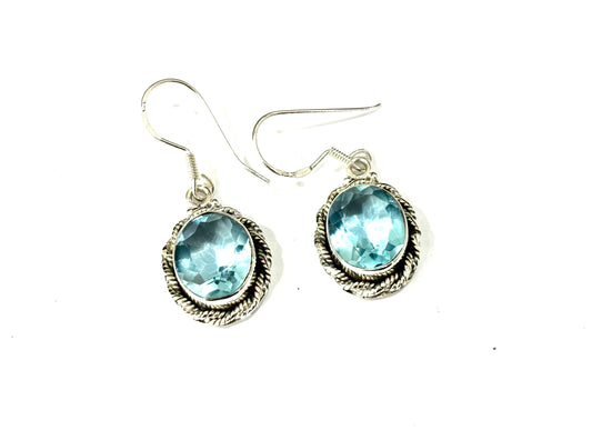 ORECCHINI PENDENTI QUARZO BLU OVALE - ARGENTO 925