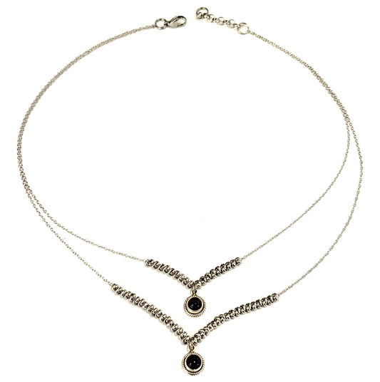 COLLANA SEMPLICITY ACCIAIO - CIONDOLI ONICE TONDI ARGENTO 925