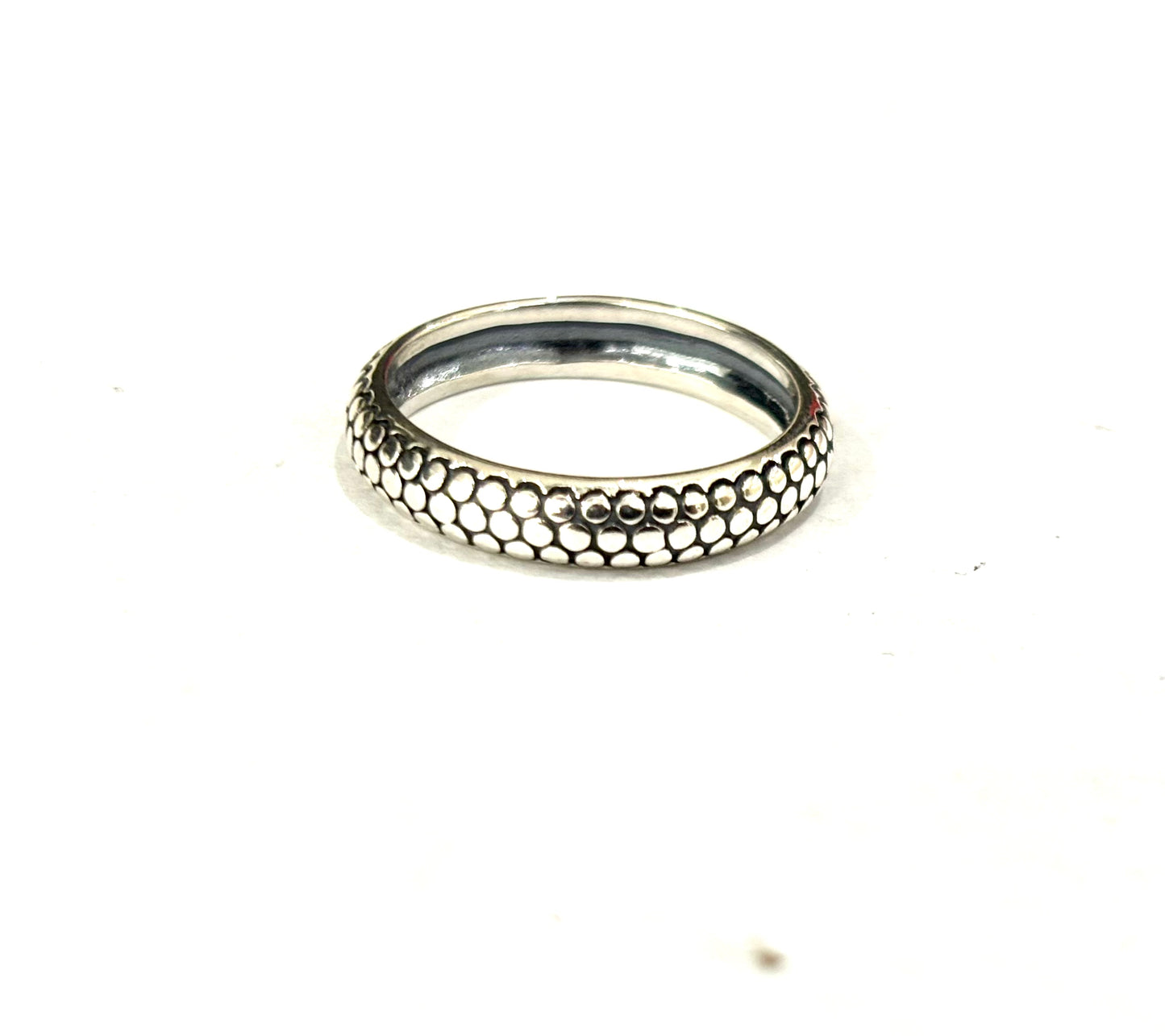 ANELLO FASCIA TONDA PELLE SERPENTE - ARGENTO 925