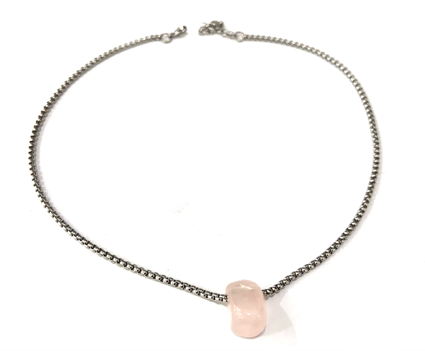 COLLANA CATENA VENEZIANA ACCIAIO CON CIONDOLO PIETRE NATURALI