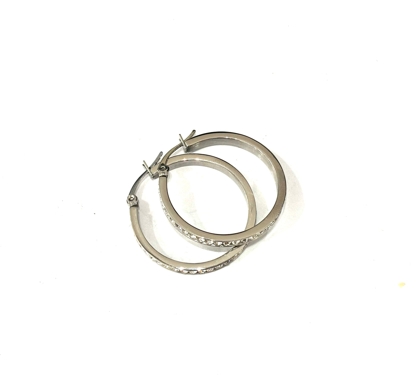 ORECCHINI CERCHI CON STRASS - ACCIAIO