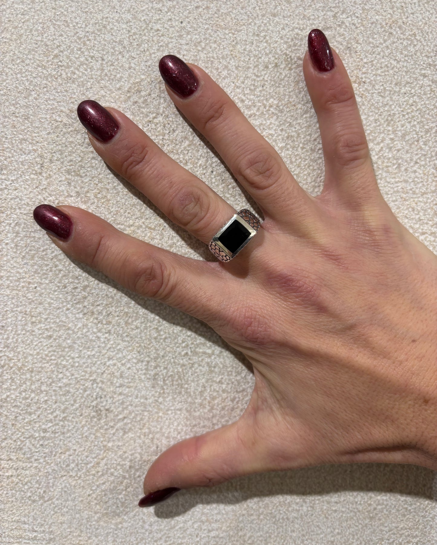 ANELLO ONICE RETTANGOLARE - ARGENTO 925