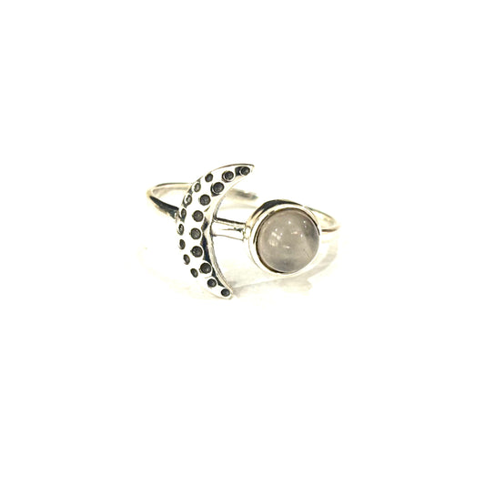ANELLO LUNARE QUARZO ROSA - ARGENTO 925