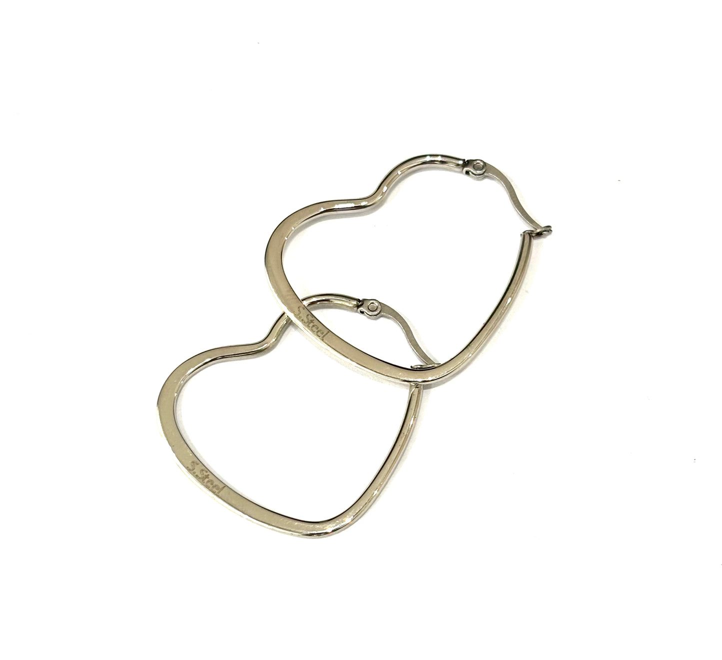 ORECCHINI ACCIAIO - CUORE SEZIONE PIATTA