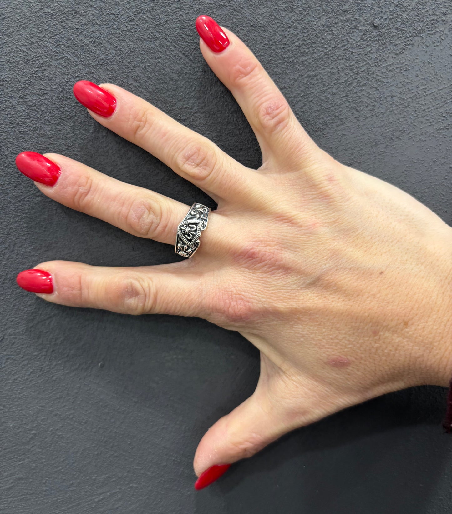 ANELLO GOTICO - SCUDO FLEUR DE LIS - ARGENTO 925