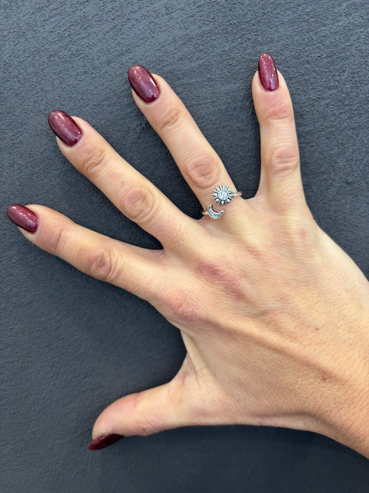 ANELLO SOLE E LUNA SCINTILLANTE - ARGENTO 925 - ZIRCONI