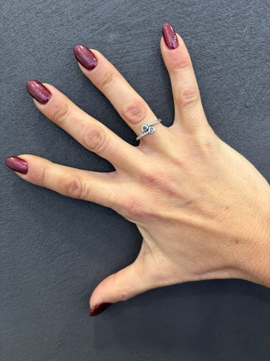 ANELLO DOUBLE HEART SCINTILLANTE - ARGENTO 925 - ZIRCONI