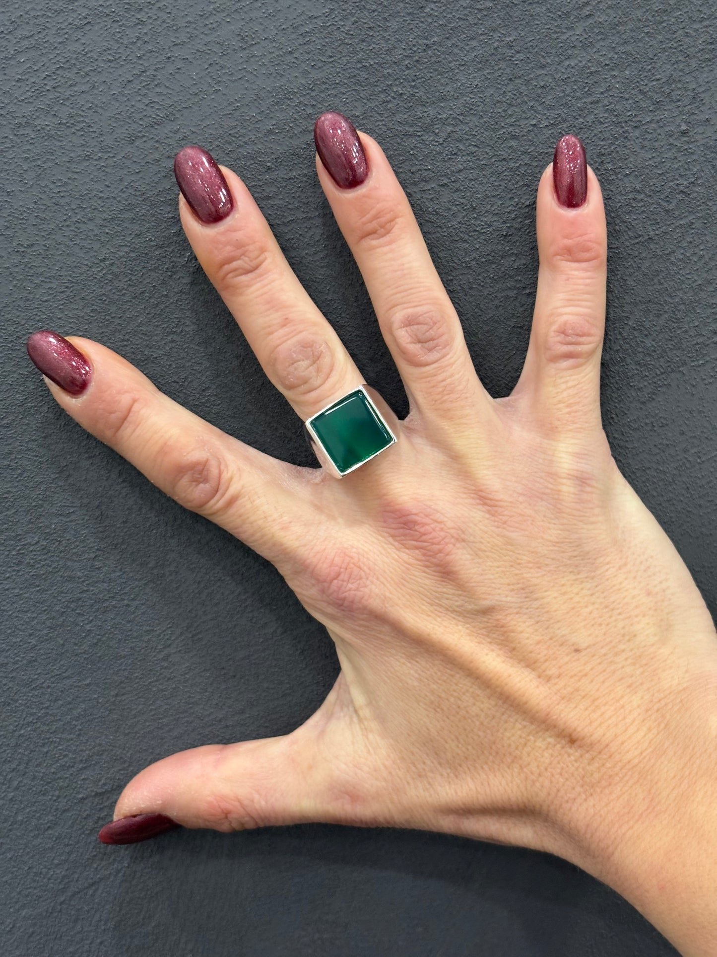 ANELLO GIADA QUADRATO - ARGENTO 925