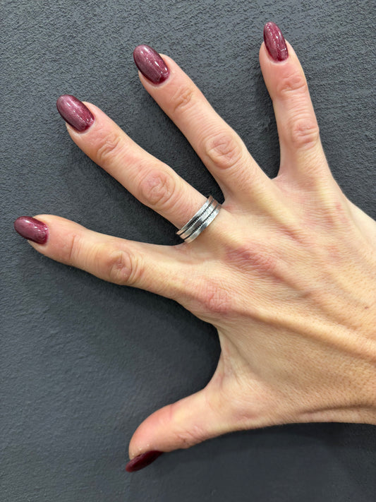 ANELLO FASCIA RIGATA - ARGENTO 925