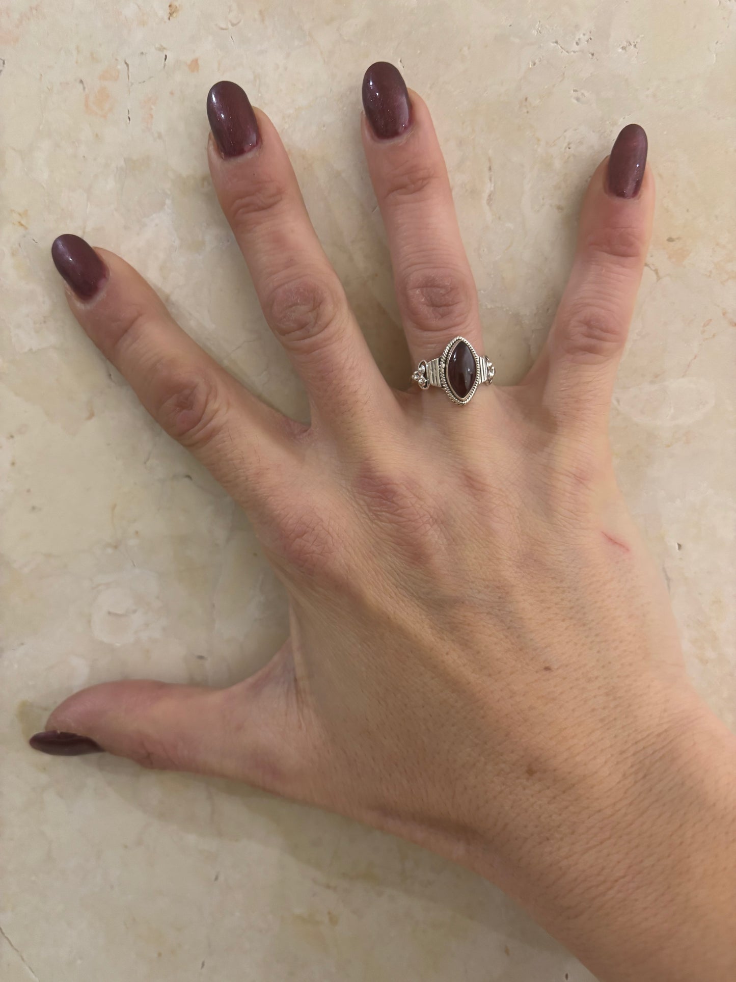 ANELLO GRANATO SPOLETTA - ARGENTO 925