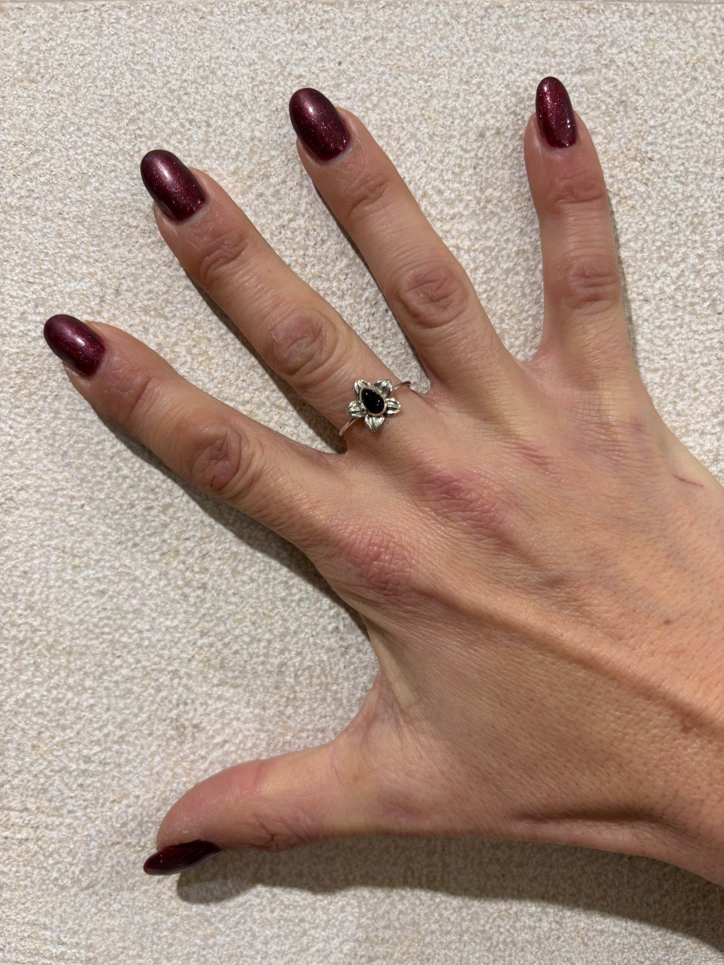 ANELLO FIORE ONICE GOCCIA - ARGENTO 925