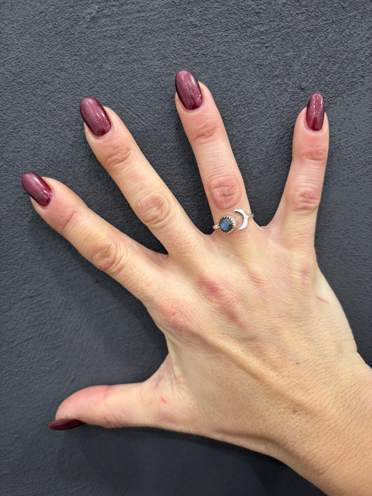 ANELLO LUNARE LABRADORITE - ARGENTO 925