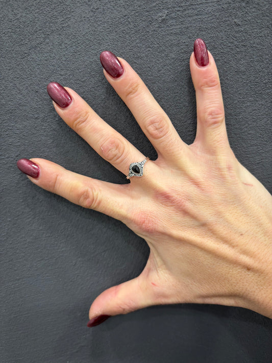 ANELLO ONICE GOCCIA - ARGENTO 926