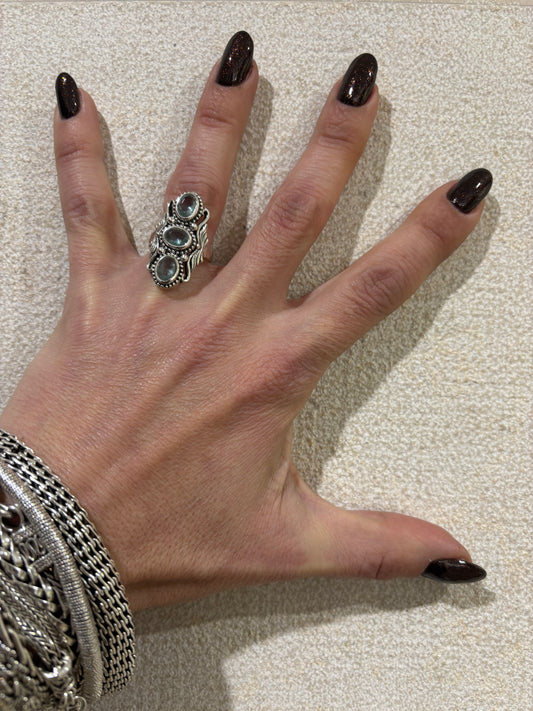 ANELLO ACQUAMARINA OVALI - ARGENTO 925